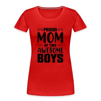 Mama Von Zwei Jungs Mutter Muttertag - Frauen Premium Bio T-Shirt - Rot - Vorne - Mia (176cm)