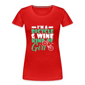 vélo femme vin - T-shirt bio Premium Femme - rouge - Devant - Mia (176cm)