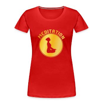 Méditation - T-shirt bio Premium Femme - rouge - Devant - Mia (176cm)