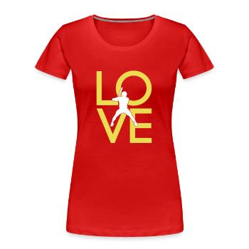 Baseball - Frauen Premium Bio T-Shirt - Rot - Vorne - Mia (176cm)