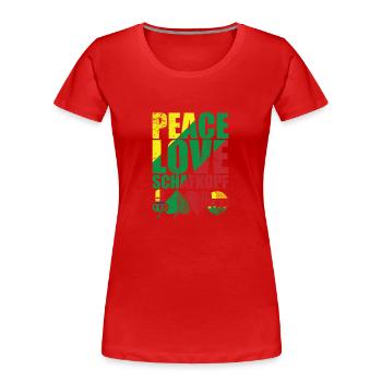 Peace Love Schafkopf Kartenspiel Spielkarte - Frauen Premium Bio T-Shirt - Rot - Vorne - Mia (176cm)