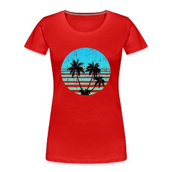 Palmen Retro Sonne - Frauen Premium Bio T-Shirt - Rot - Vorne - Mia (176cm)
