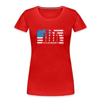 Erdmännchen Auf Amerikaflagge - Frauen Premium Bio T-Shirt - Rot - Vorne - Mia (176cm)