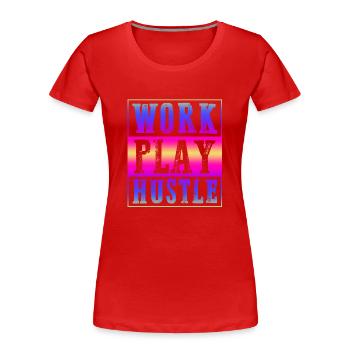 agitation de travail - T-shirt bio Premium Femme - rouge - Devant - Mia (176cm)