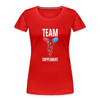 Supplementation Weight Lifting Joint Supplement - Women's Premium Organic T-Shirt - red - Front - Mia (176cm)