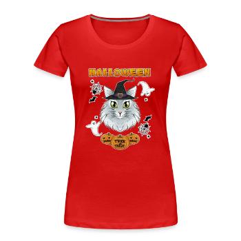 Amoureux des chats de la forêt norvégienne I Joyeux Halloween - T-shirt bio Premium Femme - rouge - Devant - Mia (176cm)