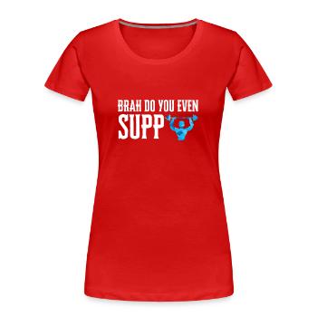 Supplementation Weight Lifting Joint Supplement - Women's Premium Organic T-Shirt - red - Front - Mia (176cm)
