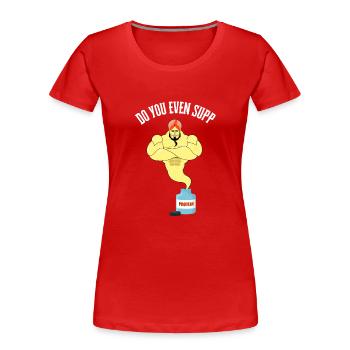 Supplementation Weight Lifting Joint Supplement - Women's Premium Organic T-Shirt - red - Front - Mia (176cm)