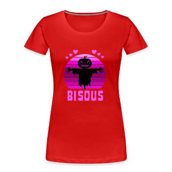 Halloween Bisous Épouvantail - T-shirt bio Premium Femme - rouge - Devant - Mia (176cm)