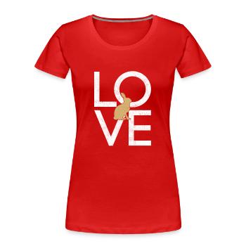 Hare - Women's Premium Organic T-Shirt - red - Front - Mia (176cm)