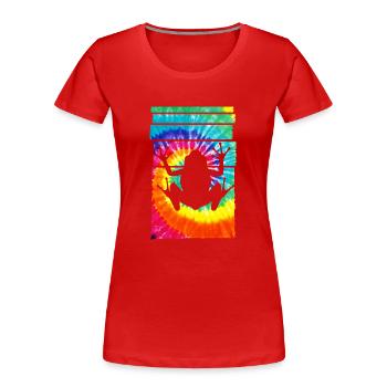 Frog Hippie Tie Dye - Frauen Premium Bio T-Shirt - Rot - Vorne - Mia (176cm)