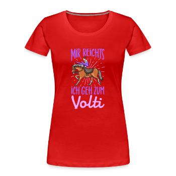 Voltigieren - Frauen Premium Bio T-Shirt - Rot - Vorne - Mia (176cm)