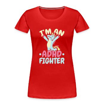 Je suis un combattant du TDAH Think Differently Unicorn - T-shirt bio Premium Femme - rouge - Devant - Mia (176cm)