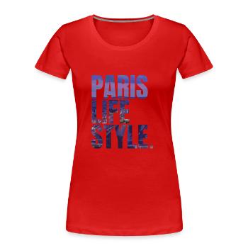 City Love - Paris Life Style - Frauen Premium Bio T-Shirt - Rot - Vorne - Mia (176cm)