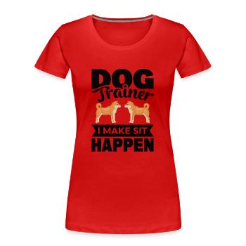 Dresseur de chien sur la place du chien dans le dressage de chien - T-shirt bio Premium Femme - rouge - Devant - Mia (176cm)