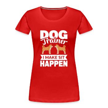 Dresseur de chien sur la place du chien dans le dressage de chien - T-shirt bio Premium Femme - rouge - Devant - Mia (176cm)