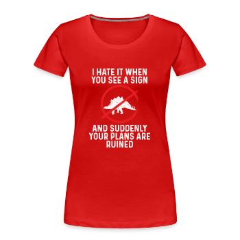 Stégosaure sur un bouclier - T-shirt bio Premium Femme - rouge - Devant - Mia (176cm)
