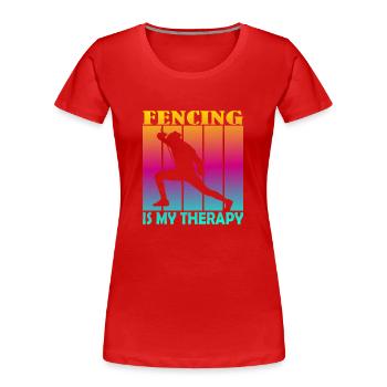 fencing is my therapy - Frauen Premium Bio T-Shirt - Rot - Vorne - Mia (176cm)