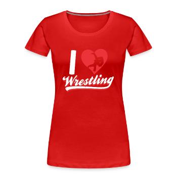 I Love Wrestling Wrestling Wrestling Wrestling - Women's Premium Organic T-Shirt - red - Front - Mia (176cm)