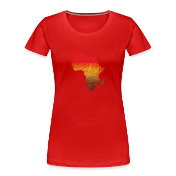Empreinte digitale Afrique D.N.A. Carte du continent - T-shirt bio Premium Femme - rouge - Devant - Mia (176cm)