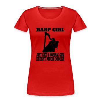 Harpiste Femme Harpe Fille Professeur de Harpe - T-shirt bio Premium Femme - rouge - Devant - Mia (176cm)