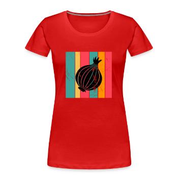 Onion Lover Retro Vegetables Vegan Gift idea - Frauen Premium Bio T-Shirt - Rot - Vorne - Mia (176cm)