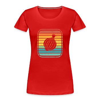 Onion Lover Retro Vegetables Vegan Gift idea - Frauen Premium Bio T-Shirt - Rot - Vorne - Mia (176cm)