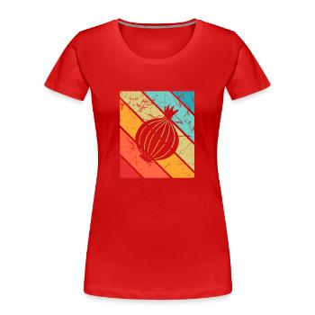 Onion Lover Retro Vegetables Vegan Gift idea - Frauen Premium Bio T-Shirt - Rot - Vorne - Mia (176cm)