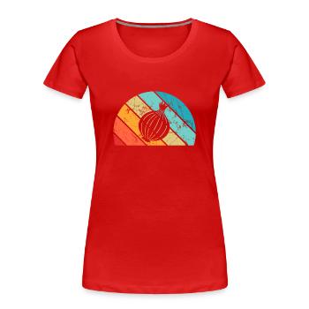Onion Lover Retro Vegetables Vegan Gift idea - Frauen Premium Bio T-Shirt - Rot - Vorne - Mia (176cm)