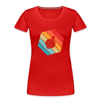 Onion Lover Retro Vegetables Vegan Gift idea - Frauen Premium Bio T-Shirt - Rot - Vorne - Mia (176cm)