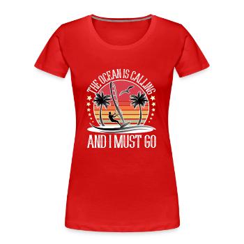 Windsurfen Windsurfer Windsurf - Frauen Premium Bio T-Shirt - Rot - Vorne - Mia (176cm)