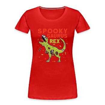 Spooky Saurus Rex - Frauen Premium Bio T-Shirt - Rot - Vorne - Mia (176cm)