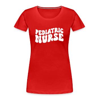 Infirmière en pédiatrie Soins infirmiers Pédiatrie - T-shirt bio Premium Femme - rouge - Devant - Mia (176cm)