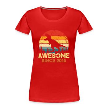 Fantastic since 2015 Dinosaur Lover Dino - Women's Premium Organic T-Shirt - red - Front - Mia (176cm)