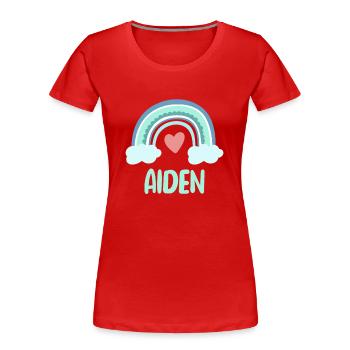 Aiden Name Regenbogen Baby - Frauen Premium Bio T-Shirt - Rot - Vorne - Mia (176cm)