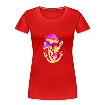 Trippy Space Shroom Mushroom - Frauen Premium Bio T-Shirt - Rot - Vorne - Mia (176cm)