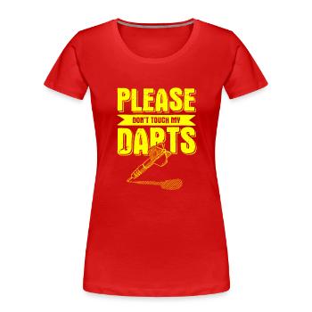 darts spiel - Frauen Premium Bio T-Shirt - Rot - Vorne - Mia (176cm)