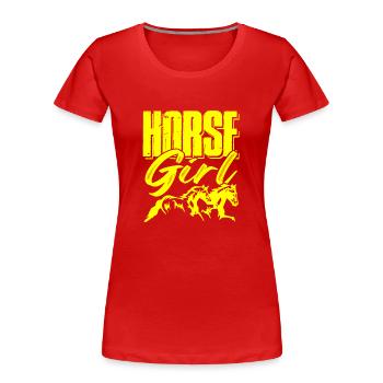 chevaux filles - T-shirt bio Premium Femme - rouge - Devant - Mia (176cm)
