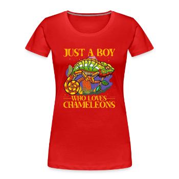 Just a Boy who loves Chameleons - Women's Premium Organic T-Shirt - red - Front - Mia (176cm)