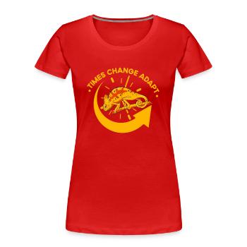 Chameleon Times Change Adapt - Women's Premium Organic T-Shirt - red - Front - Mia (176cm)