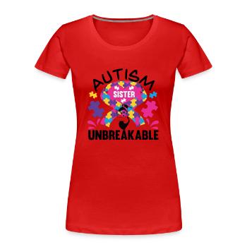Autisme Mère Fille Fils Autistic Parents Enfant - T-shirt bio Premium Femme - rouge - Devant - Mia (176cm)