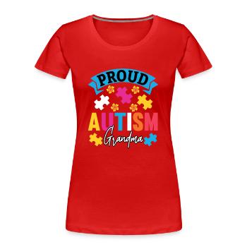 Autisme Mère Fille Fils Autiste Parent Enfant - T-shirt bio Premium Femme - rouge - Devant - Mia (176cm)