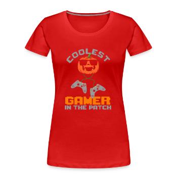 Kids Halloween Coolest Gamer In The Patch Boys - Women's Premium Organic T-Shirt - red - Front - Mia (176cm)