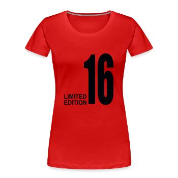Cadeau édition limitée du 16e anniversaire - T-shirt bio Premium Femme - rouge - Devant - Mia (176cm)