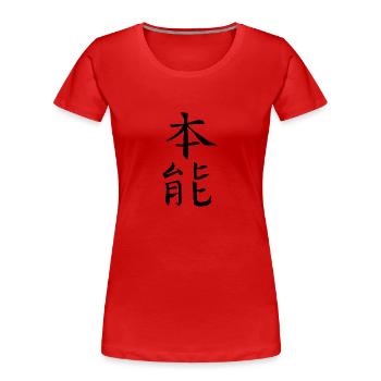 Japon Kanji Kaliphraphie Japon Symbole Instinct - T-shirt bio Premium Femme - rouge - Devant - Mia (176cm)