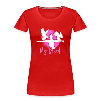 Raubvogel lustige Falkner Spruch Jagd design - Frauen Premium Bio T-Shirt - Rot - Vorne - Mia (176cm)