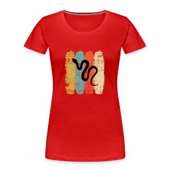 Snake Retro Reptile Python Gift idea - Frauen Premium Bio T-Shirt - Rot - Vorne - Mia (176cm)