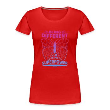 être différent est mon autisme de superpuissance - T-shirt bio Premium Femme - rouge - Devant - Mia (176cm)