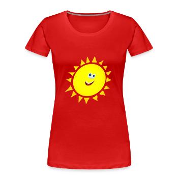 happy sonne mit gesicht - Frauen Premium Bio T-Shirt - Rot - Vorne - Mia (176cm)