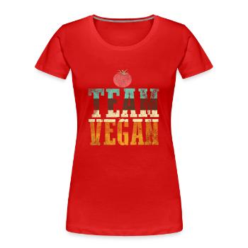 Vegan Essen Veganer - Frauen Premium Bio T-Shirt - Rot - Vorne - Mia (176cm)